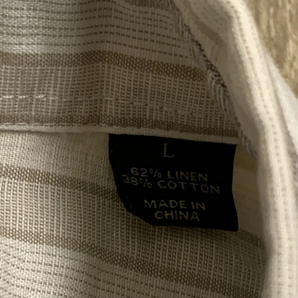 Mens Tasso Elba Linen Blend Button Down Stripe Pocket Shirt - Picture 5 of 6